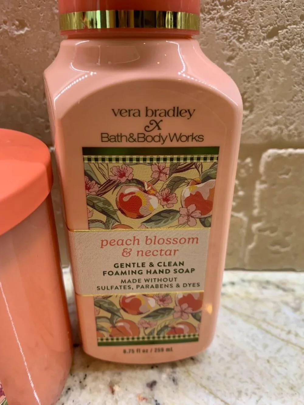 Bath & Body Works Vera Bradley Peach Blossom & Nectar Duo Candle / Hand Soap NWT